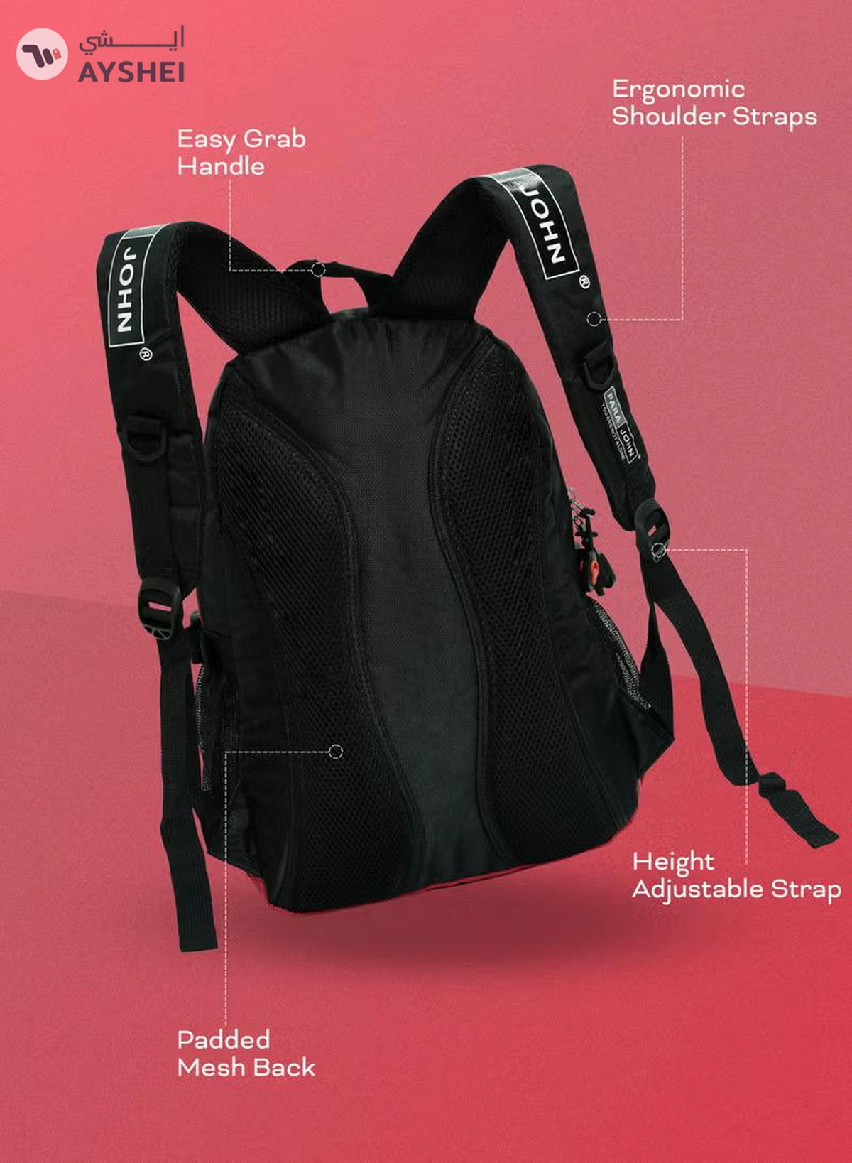 PARAJOHN Classic Students School Backpack Red-3-3