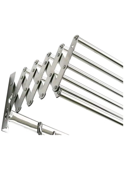 Eworld Wall mounted Retractable Airers Folding Extendible Dryer Rack Towel Shelf with Hooks -4