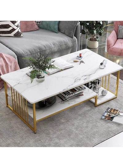 DubaiGallery Home Sofa Table, 100CM Wooden Side Table Large Area Center Coffee Table Apartment Office Reception Room Reception Table(Size:100*50*45CM-3