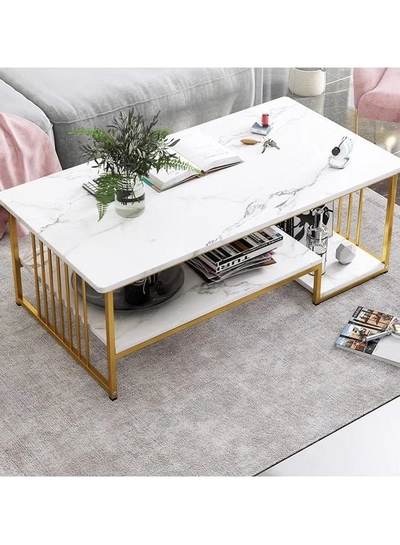 DubaiGallery Home Sofa Table, 100CM Wooden Side Table Large Area Center Coffee Table Apartment Office Reception Room Reception Table(Size:100*50*45CM-0