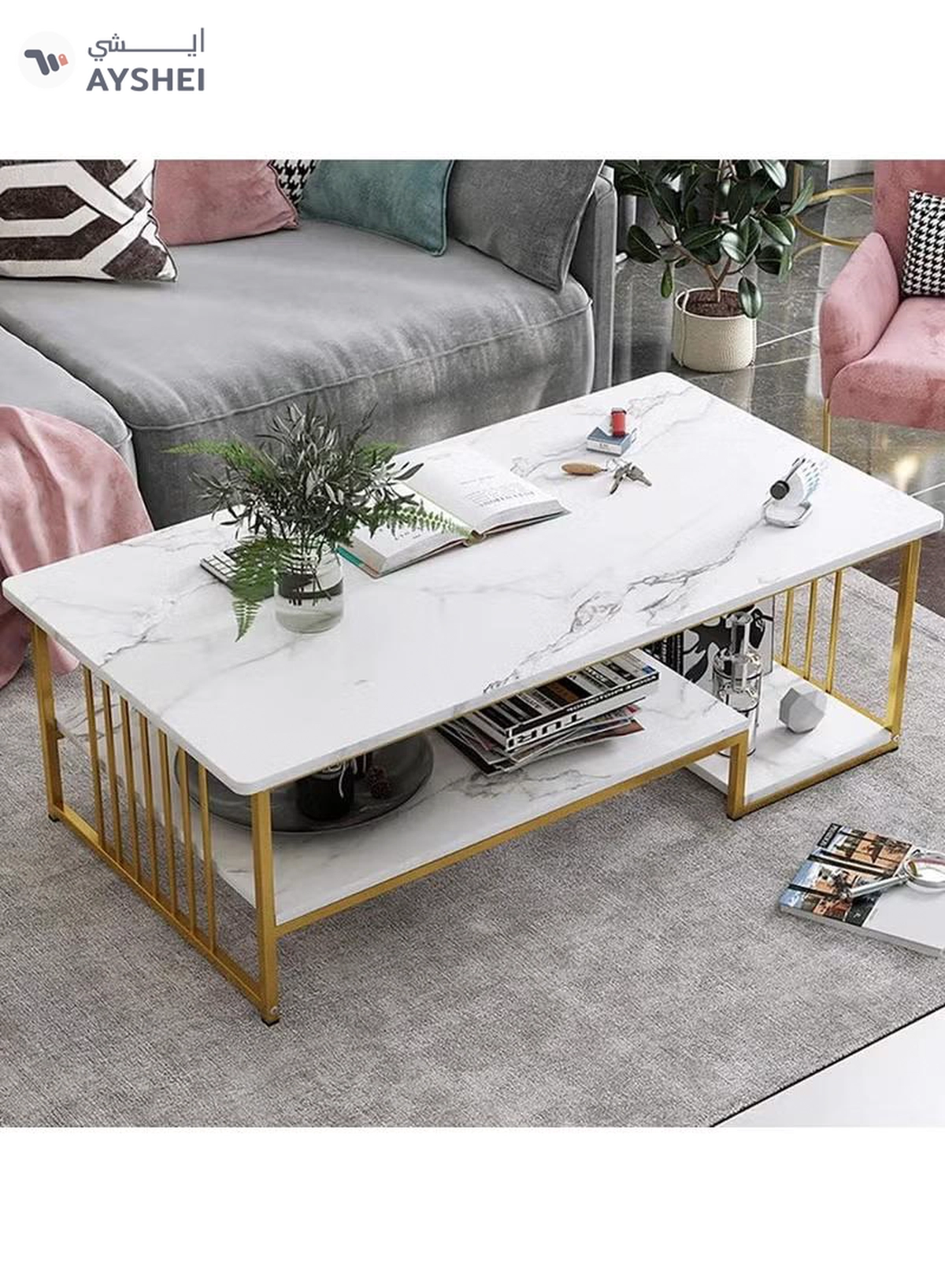 DubaiGallery Home Sofa Table, 100CM Wooden Side Table Large Area Center Coffee Table Apartment Office Reception Room Reception Table(Size:100*50*45CM-3-3