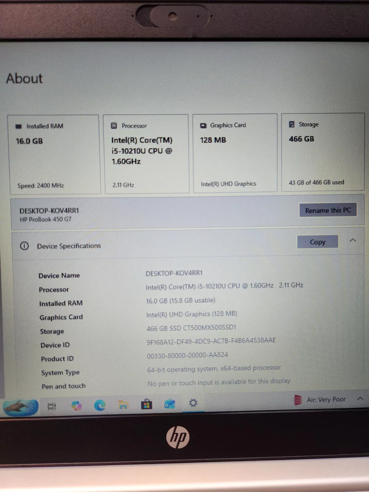 HP 15 Inch Laptop | 2020 - 21 model | 10th Gen | 16-512 GB-6-6