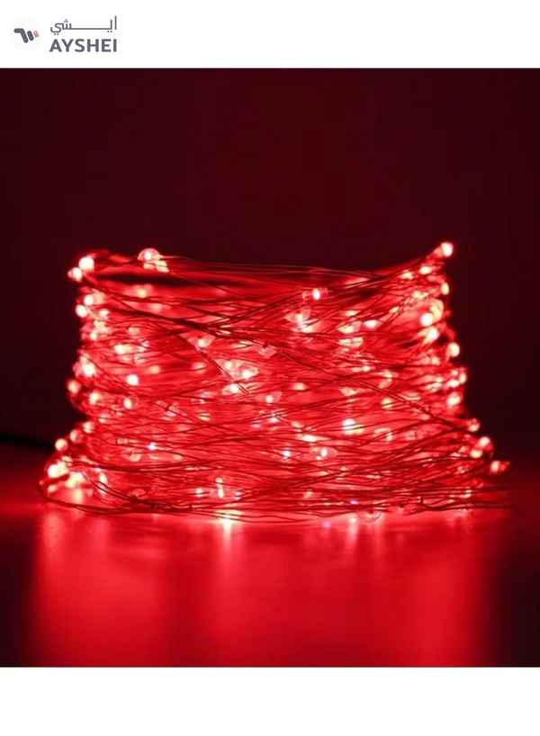 Yuwell Fairy Light Battery Operated Waterproof Starry Firefly Copper Wire String Light 5M 50 Led For Wedding Party Home And Garden Decorations Red