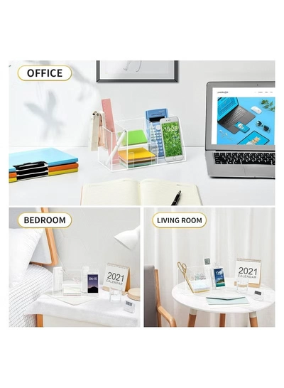Eworld Clear Acrylic Desk Organizer with 5 Compartments-5