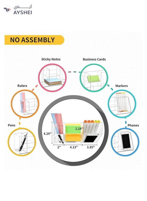 Eworld Clear Acrylic Desk Organizer with 5 Compartments