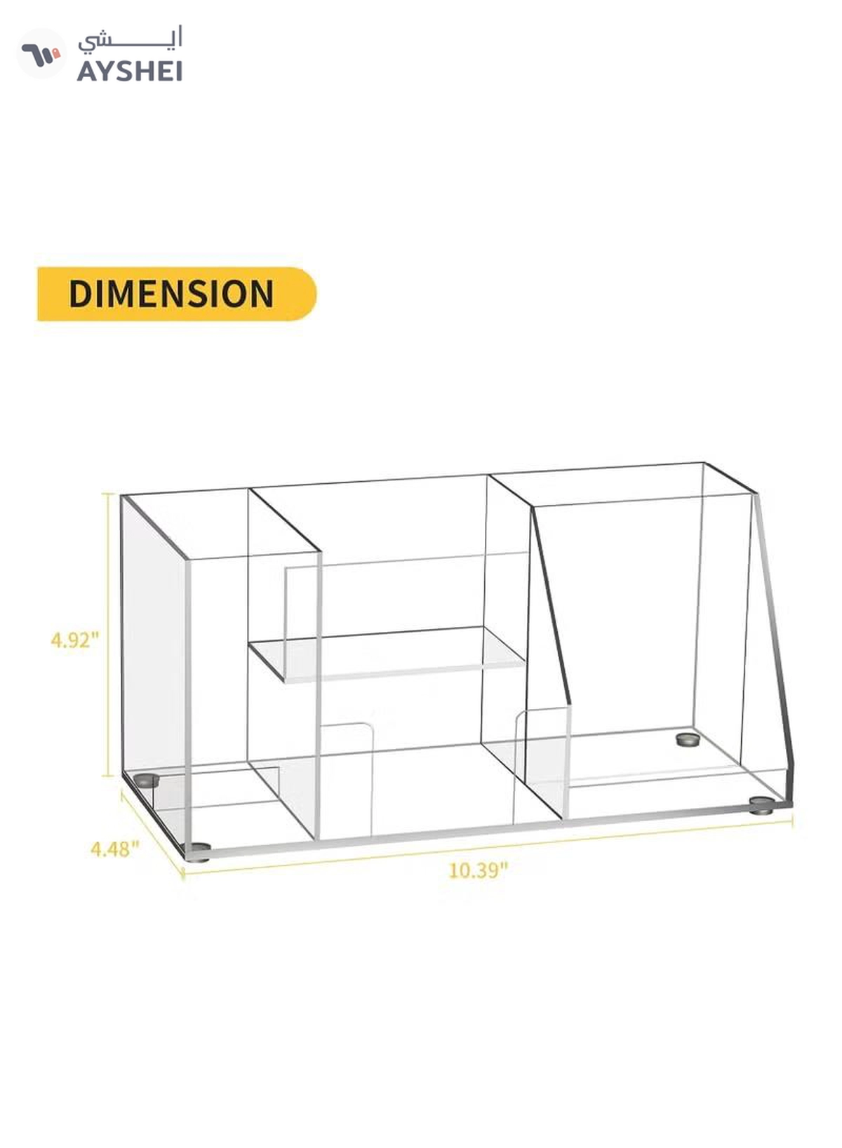Eworld Clear Acrylic Desk Organizer with 5 Compartments-4-4