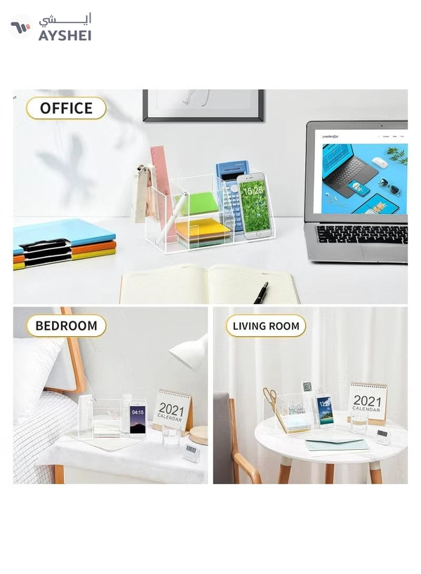 Eworld Clear Acrylic Desk Organizer with 5 Compartments