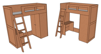 Compa Loft Bed with Cupboard & Desk-2