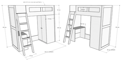 Compa Loft Bed with Cupboard & Desk-1