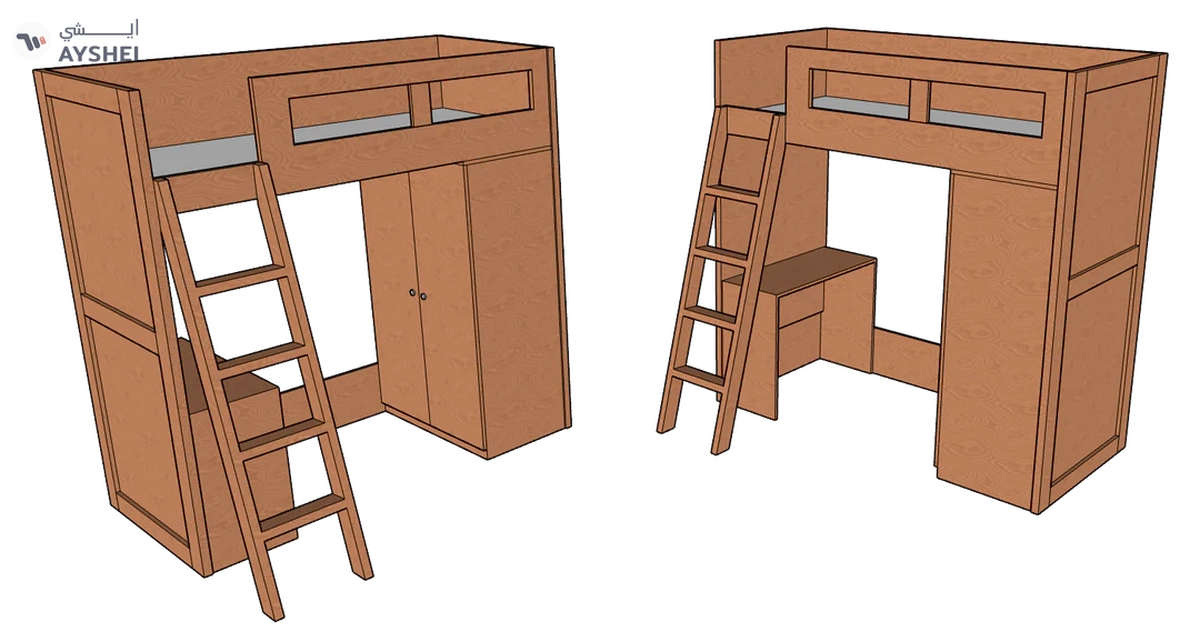 Compa Loft Bed with Cupboard & Desk-2-2