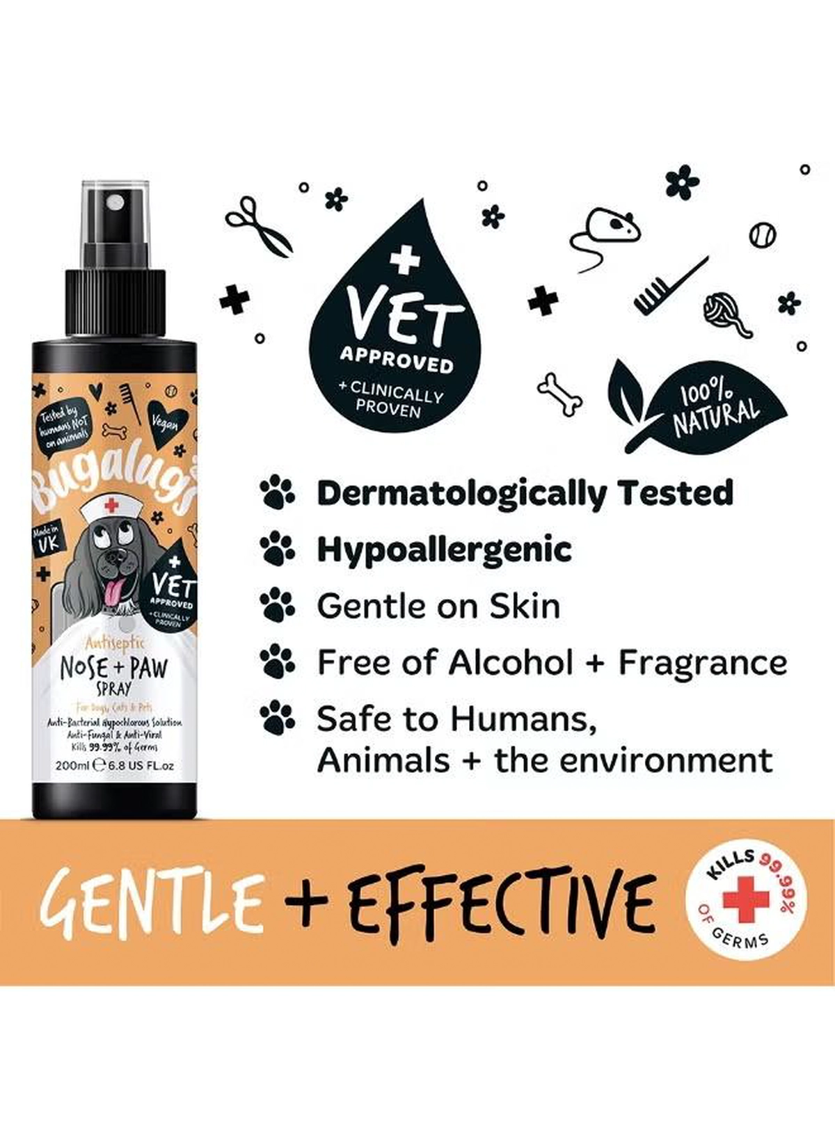 BUGALUGS Antiseptic Paw & Nose Spray 200ml (6.8 Fl Oz)-3-3
