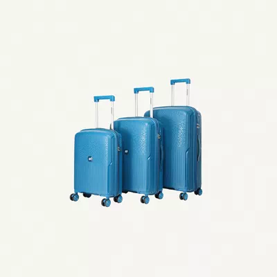 British Tourister 3 Piece Polypropylene Hard Side Spinner Luggage Trolley Set 20/24/28 Inch - Peacock Blue-0