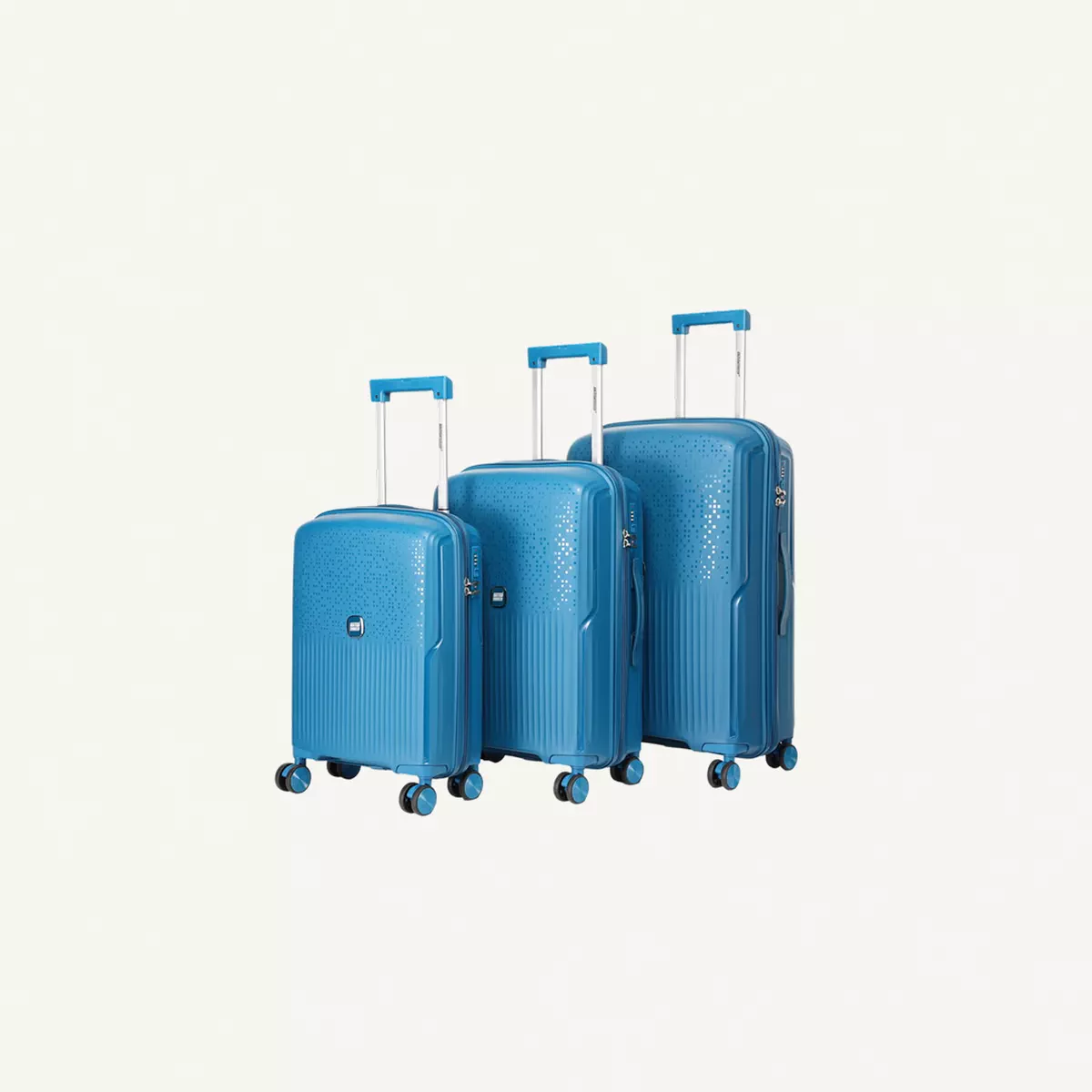 British Tourister 3 Piece Polypropylene Hard Side Spinner Luggage Trolley Set 20/24/28 Inch - Peacock Blue