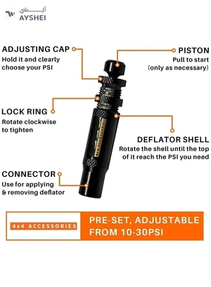 Eworld Adjustable Auto-Stop Tire Deflator Valve Kit (10-30 PSI)