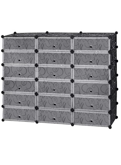 DubaiGallery 18-Cube Shoe Rack, DIY Plastic Storage Organizer with Doors-1