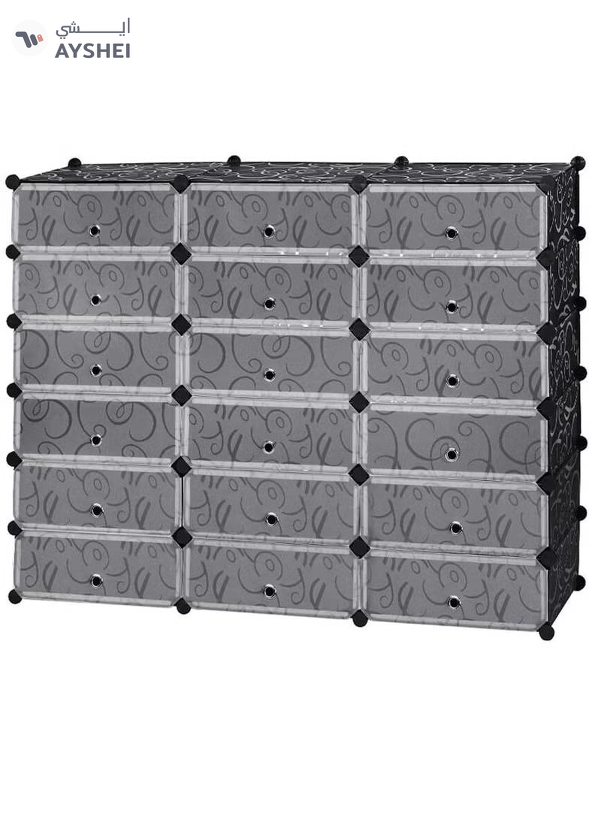 DubaiGallery 18-Cube Shoe Rack, DIY Plastic Storage Organizer with Doors-1-1