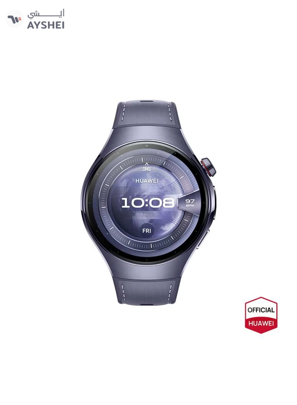 HUAWEI Watch 5 46mm Smartwatch, Multi-sensing X-tap Technology, Real-time Fingertip Blood Oxygen, Health Glance, Esim, Two Battery Modes, Ios and Android Purple