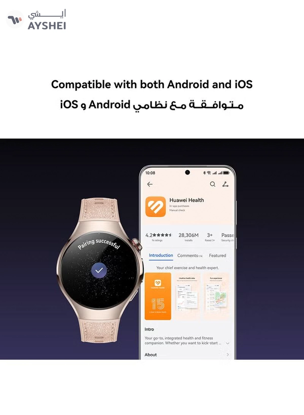 HUAWEI Watch 5 46mm Smartwatch, Multi-sensing X-tap Technology, Real-time Fingertip Blood Oxygen, Health Glance, Esim, Two Battery Modes, Ios and Android Purple