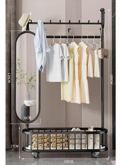 DubaiGallery Metal Wardrobes Coat Racks with Mirror Display, Moving Floor, Garment Racks, Open Nordic Hotel Clothes, Home Furniture-1