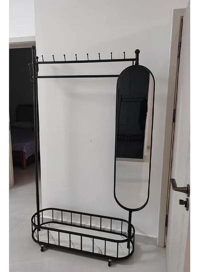 DubaiGallery Metal Wardrobes Coat Racks with Mirror Display, Moving Floor, Garment Racks, Open Nordic Hotel Clothes, Home Furniture-5