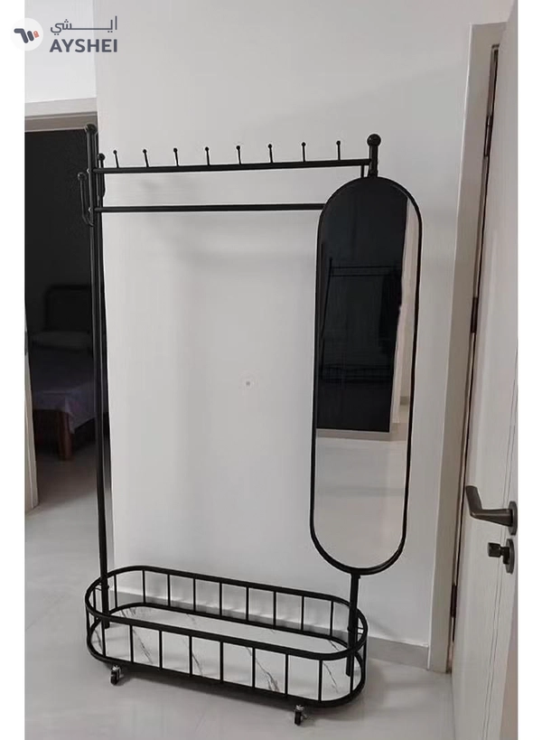 DubaiGallery Metal Wardrobes Coat Racks with Mirror Display, Moving Floor, Garment Racks, Open Nordic Hotel Clothes, Home Furniture