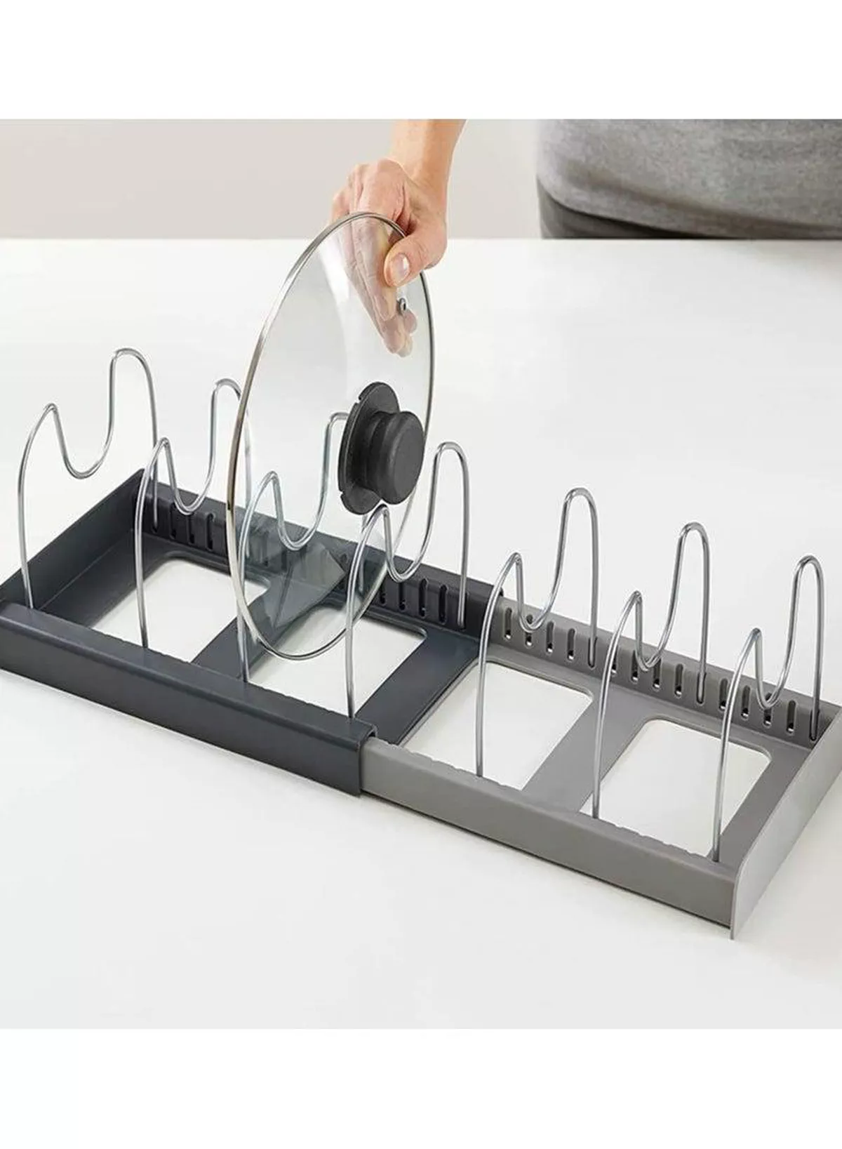 7 Tiers Adjustable Stainless Steel Compartments Holder with 2 DIY Methods for Kitchen Cabinet and Counter Hanging Storage Shelf Expandable Length up to 22inches-3-3