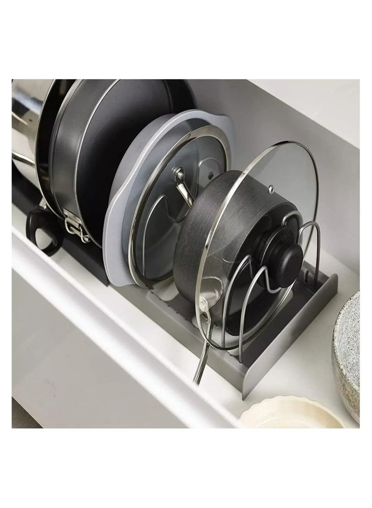 7 Tiers Adjustable Stainless Steel Compartments Holder with 2 DIY Methods for Kitchen Cabinet and Counter Hanging Storage Shelf Expandable Length up to 22inches-4-4
