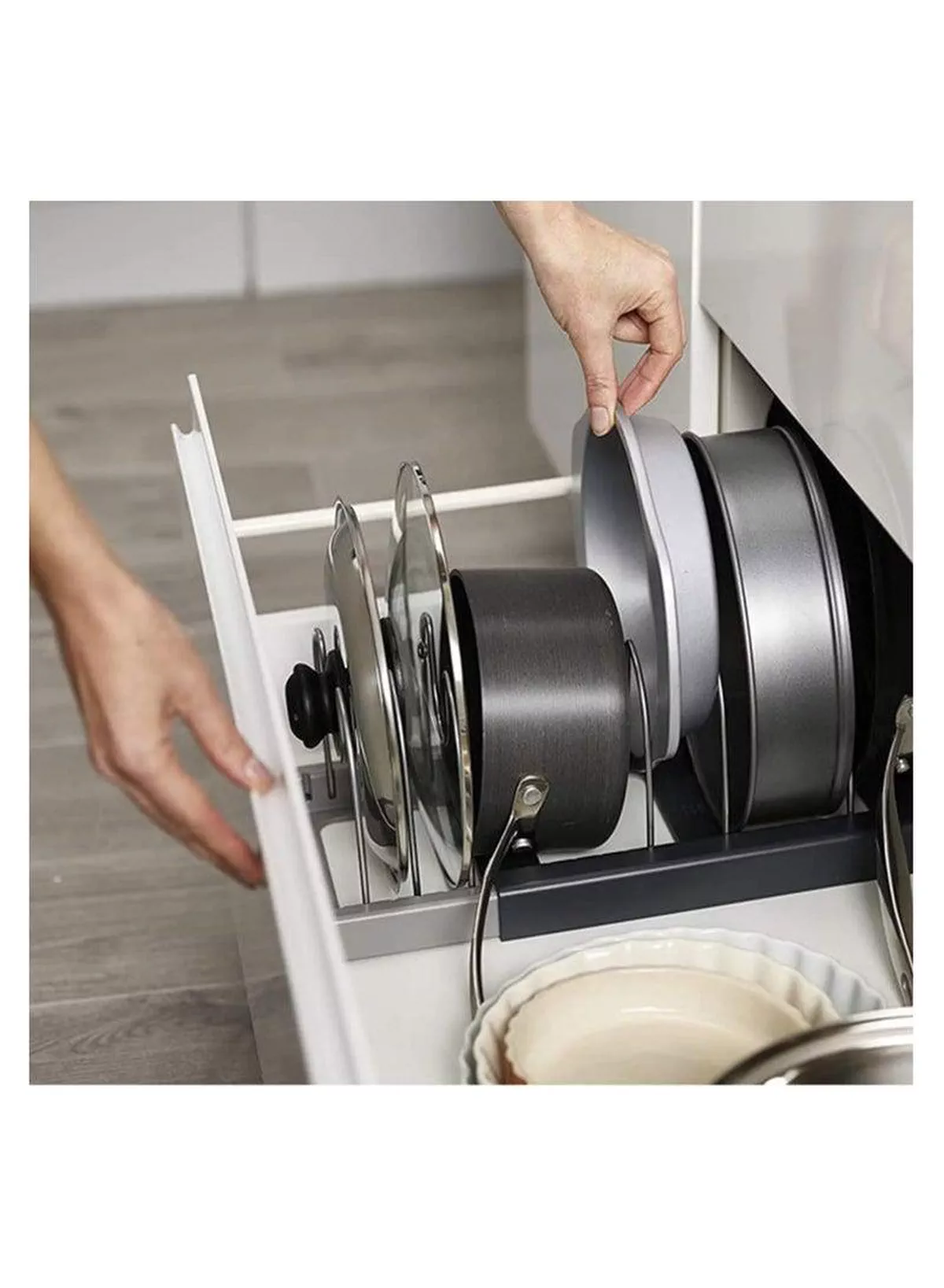 7 Tiers Adjustable Stainless Steel Compartments Holder with 2 DIY Methods for Kitchen Cabinet and Counter Hanging Storage Shelf Expandable Length up to 22inches-5-5