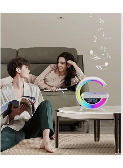 Yuwell LED Wireless Charger Atmosphere Lamp With Bluetooth Speaker And FM Radio Light Up Wireless Speaker Intelligent LED Table Lamp Color Changing Bedside Table Light For Home And Bedroom Decor-3