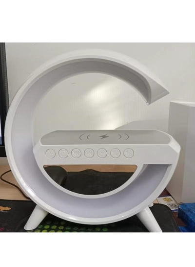 Yuwell LED Wireless Charger Atmosphere Lamp With Bluetooth Speaker And FM Radio Light Up Wireless Speaker Intelligent LED Table Lamp Color Changing Bedside Table Light For Home And Bedroom Decor-1