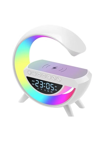 Yuwell LED Wireless Charger Atmosphere Lamp With Bluetooth Speaker And FM Radio Light Up Wireless Speaker Intelligent LED Table Lamp Color Changing Bedside Table Light For Home And Bedroom Decor-0