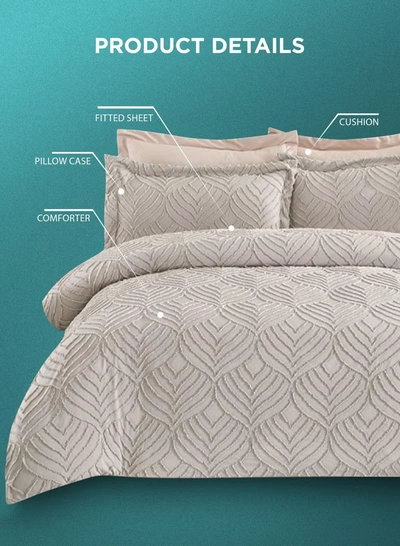 PARRY LIFE 8 Piece Comforter Set King Size All Season Everyday Use Bedding Set Extra Soft Microfiber 1 Comforter 1 Fitted Sheet 2 Pillow Sham 2 Pillow Case 2 Cushions 260 x 240 Cm-1