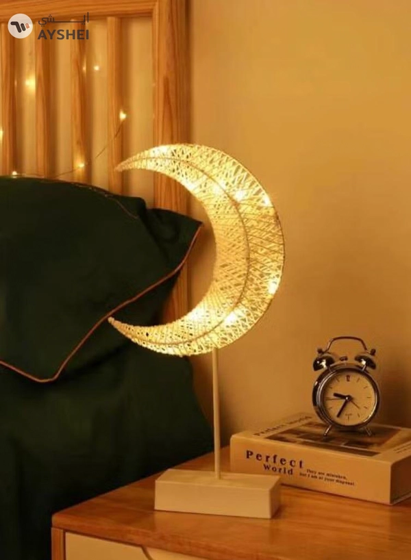 Yuwell Moon Shaped LED Decorative Lamp Night Light For Ramadan Decoration Bedroom Battery Operated Ramadan Lamp