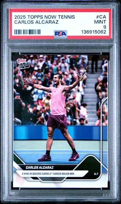 Carlos Alcaraz 2025 Topps Now Tennis PSA 9-0