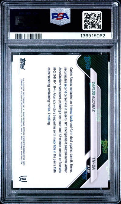 Carlos Alcaraz 2025 Topps Now Tennis PSA 9-1