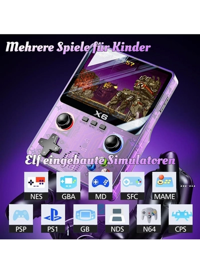 X6 HD Handheld Game Console - Portable Retro Gaming Console, Mini X6 Handheld with 32GB Storage, Built-In Classic Games, Long Battery Life, Perfect for On-the-Go Entertainment (White)-5