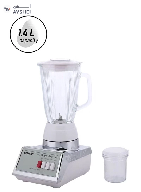 GEEPAS Electric 2-In-1 Blender 1.4 L GSB1603 Silver/White/Clear