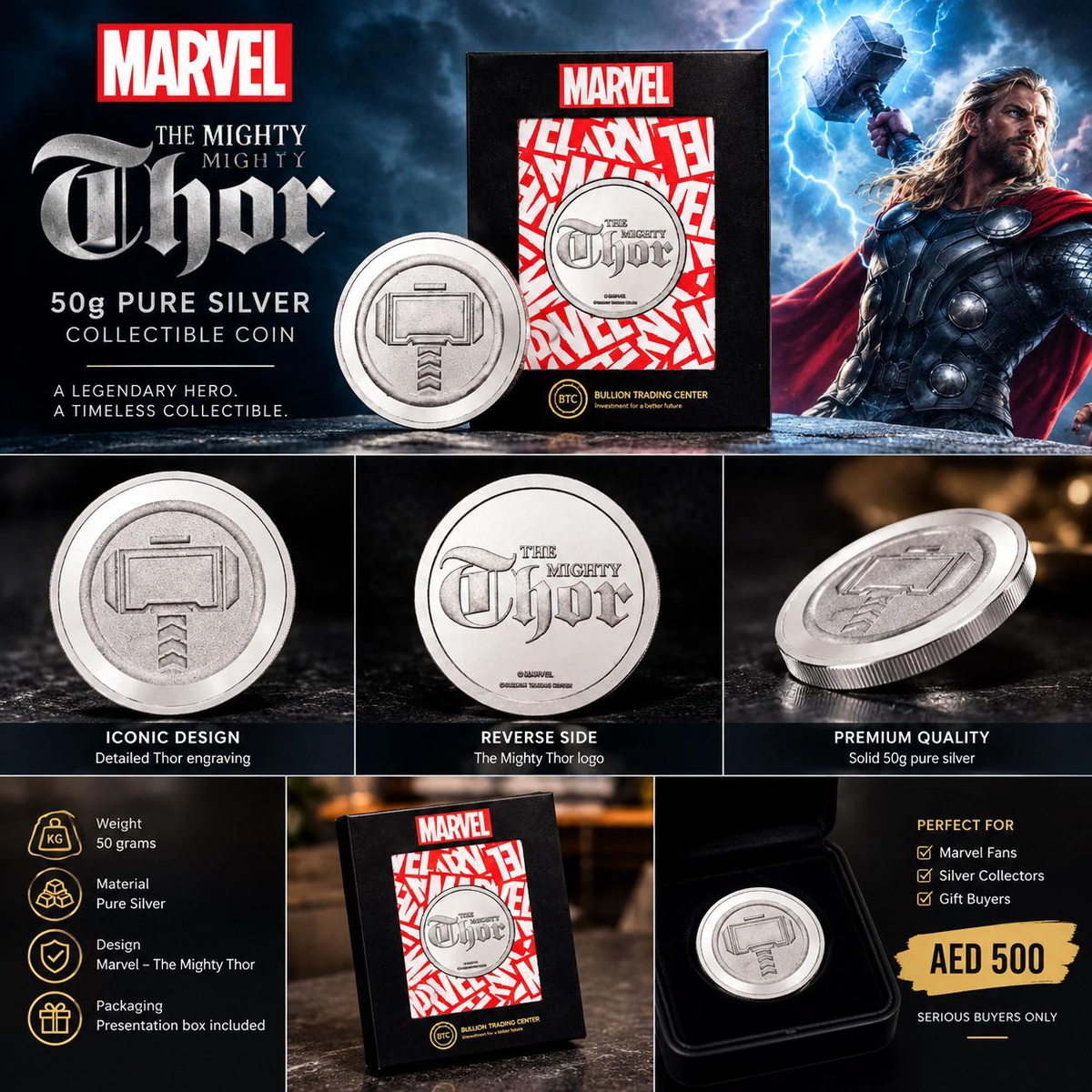 BTC 5 Gram Pure Silver Coin - The Thor