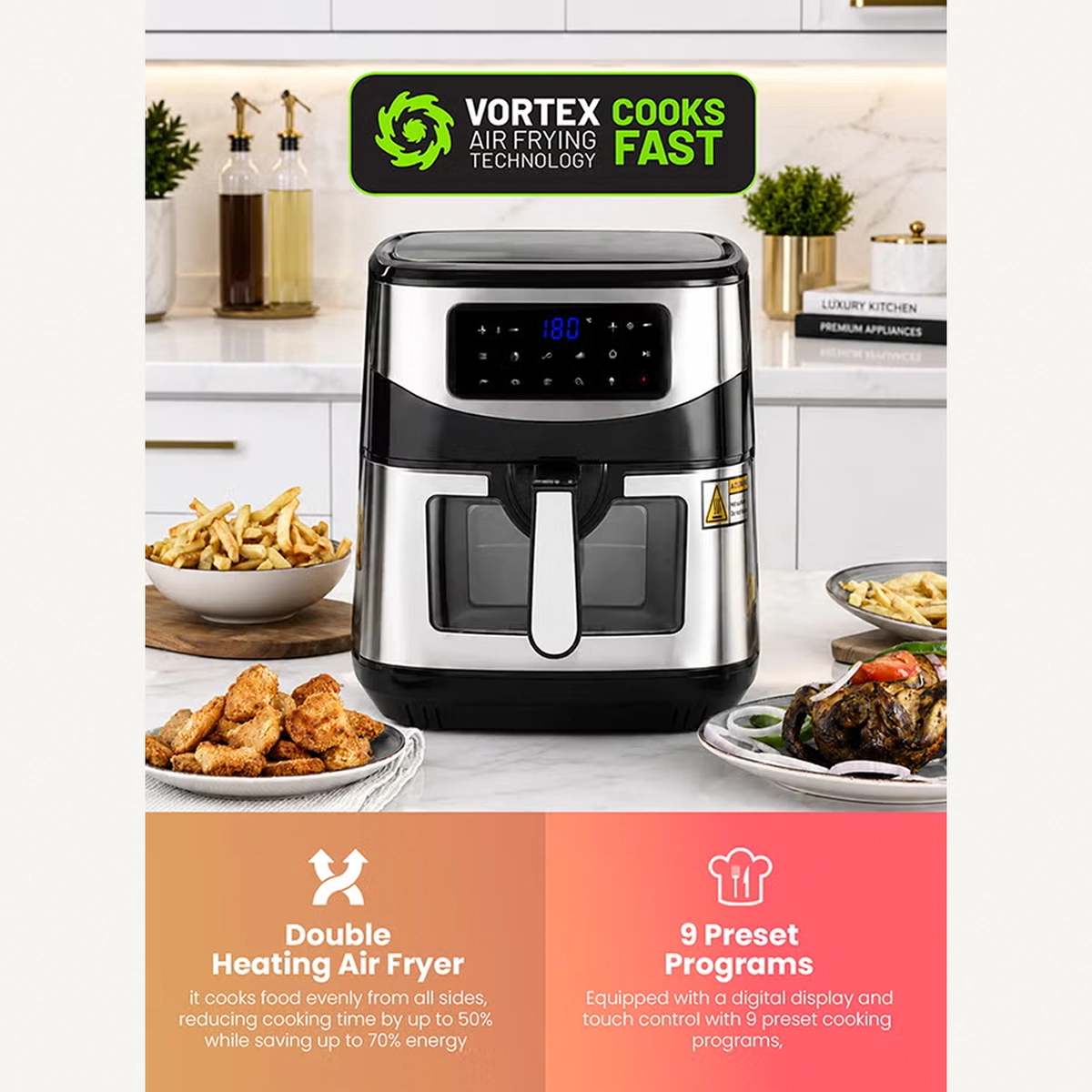 Geepas Digital Air Fryer 9.2 L With Vortex Air Frying Technology-6-6