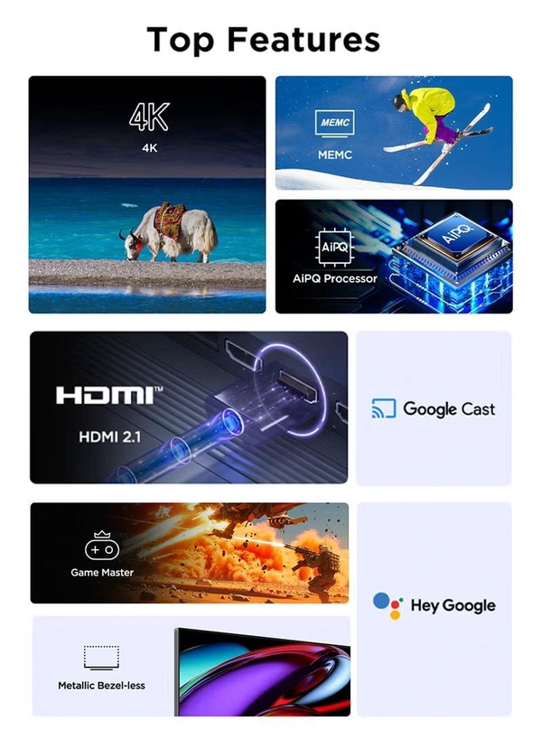 Rowa 75-Inch 4K UHD Smart TV | Google TV | Dolby Vision & Atmos | HDR10 | MEMC | Dynamic Color Enhancement | Voice Control | Game Master with Slim Design - 2025 Model (International Version) 75R55 Black