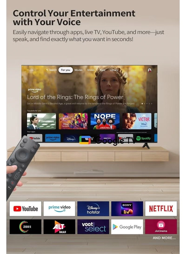 Rowa 75-Inch 4K UHD Smart TV | Google TV | Dolby Vision & Atmos | HDR10 | MEMC | Dynamic Color Enhancement | Voice Control | Game Master with Slim Design - 2025 Model (International Version) 75R55 Black