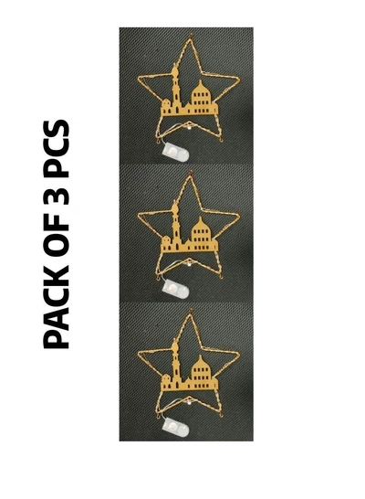 Yuwell Pack Of 3 Pcs Ramadan Decoration Hanging Lights For Indoor And Outdoor Home Decoration Light With Battery Mosque And Star Design Ramadan Light For Ramadan Decoration-0