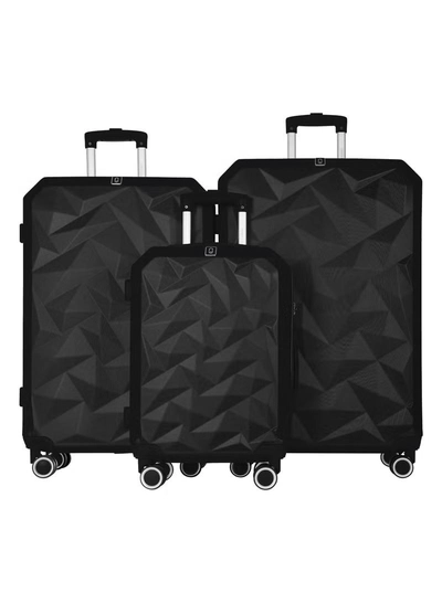 PARAJOHN Crystaline ABS Luggage Trolley Set-3 Pcs-BLACK-0