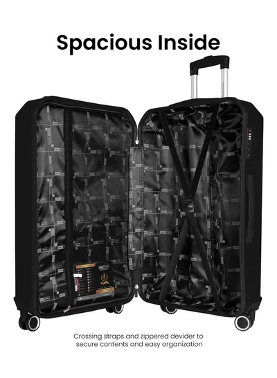 PARAJOHN Crystaline ABS Luggage Trolley Set-3 Pcs-BLACK-2
