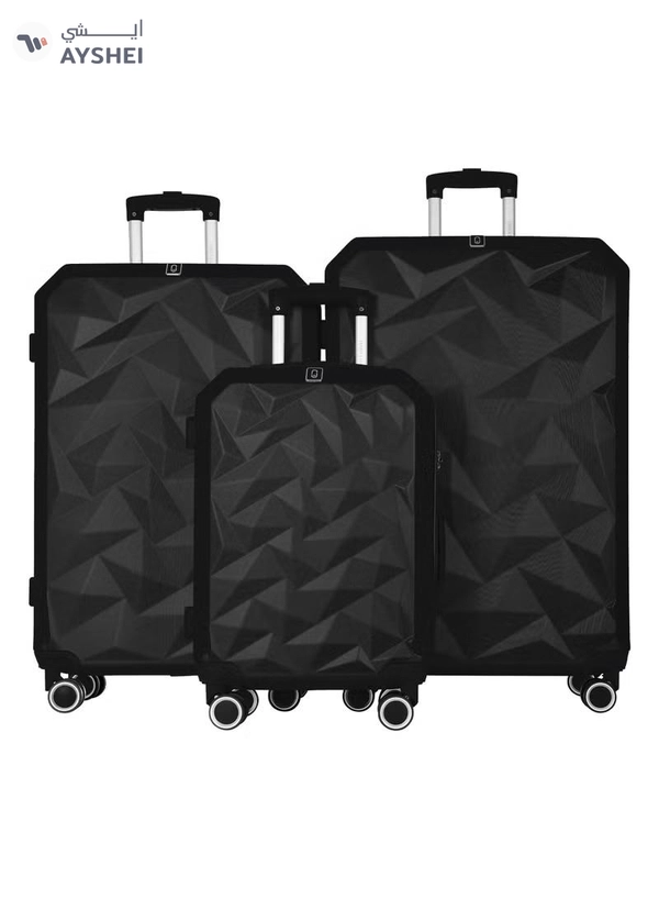 PARAJOHN Crystaline ABS Luggage Trolley Set-3 Pcs-BLACK