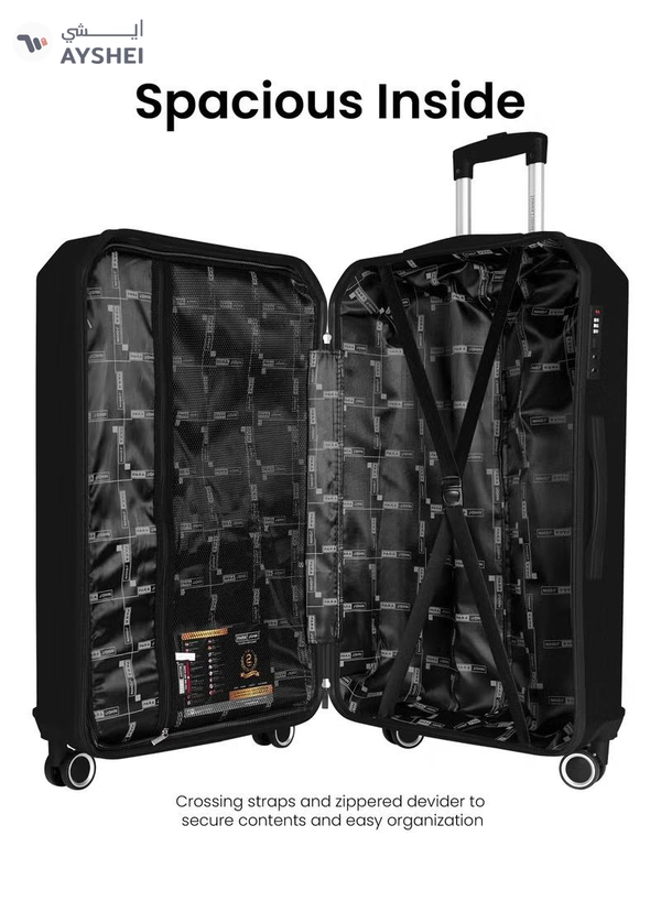 PARAJOHN Crystaline ABS Luggage Trolley Set-3 Pcs-BLACK