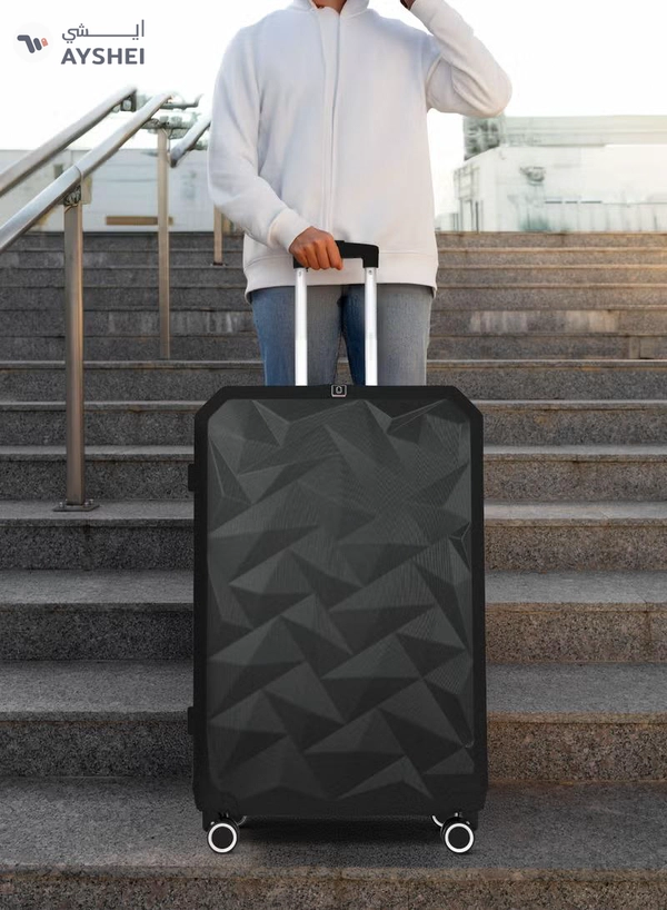 PARAJOHN Crystaline ABS Luggage Trolley Set-3 Pcs-BLACK