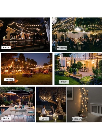 Yuwell Outdoor Waterproof IP65 Led String Lights E27 Holder 50 Meter Bulb Holder Wire With 100 Bulbs 4W G80 Amber With EU Plug Solar Bulb Holder For Ramadan Decoration Lights And Outdoor Decoration Light Hanging Light String Wire Ramadan Light For Commercial Patio Garden & Porch Yard-5