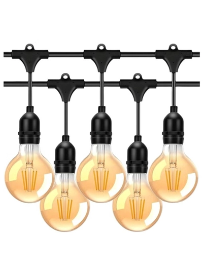 Yuwell Outdoor Waterproof IP65 Led String Lights E27 Holder 50 Meter Bulb Holder Wire With 100 Bulbs 4W G80 Amber With EU Plug Solar Bulb Holder For Ramadan Decoration Lights And Outdoor Decoration Light Hanging Light String Wire Ramadan Light For Commercial Patio Garden & Porch Yard-0