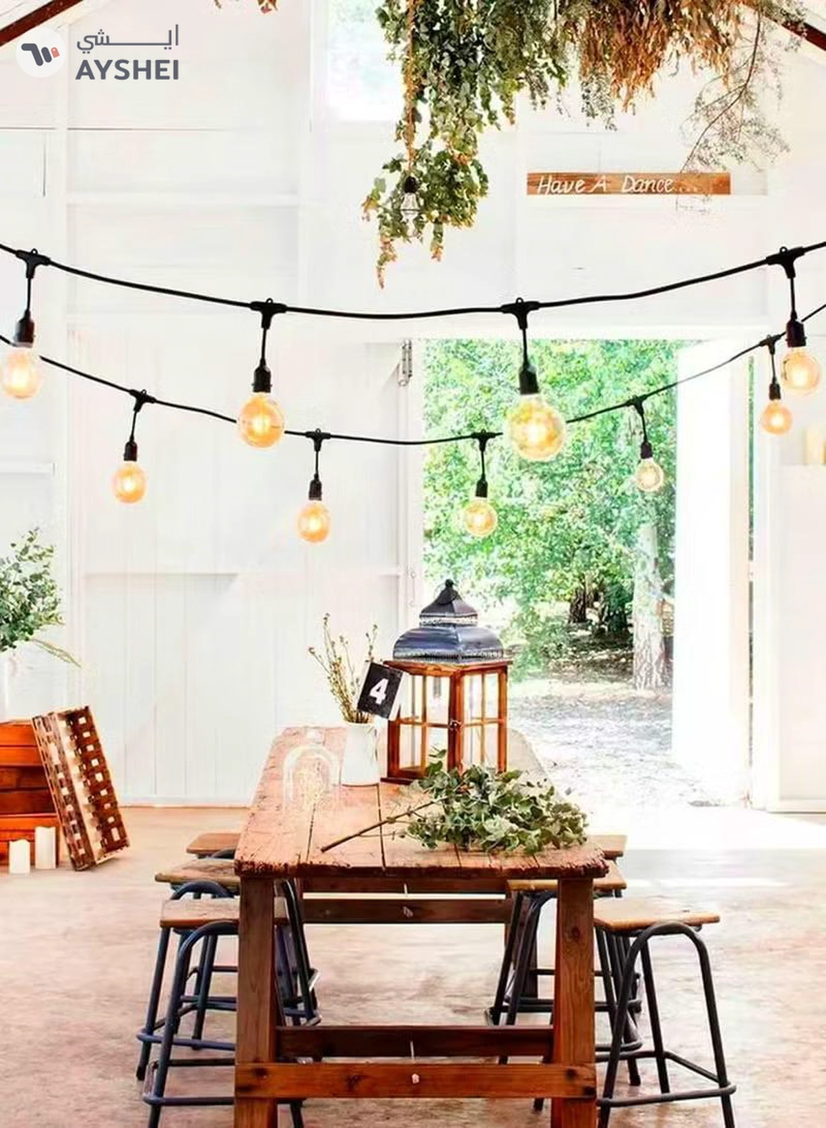 Yuwell Outdoor Waterproof IP65 Led String Lights E27 Holder 50 Meter Bulb Holder Wire With 100 Bulbs 4W G80 Amber With EU Plug Solar Bulb Holder For Ramadan Decoration Lights And Outdoor Decoration Light Hanging Light String Wire Ramadan Light For Commercial Patio Garden & Porch Yard-3-3